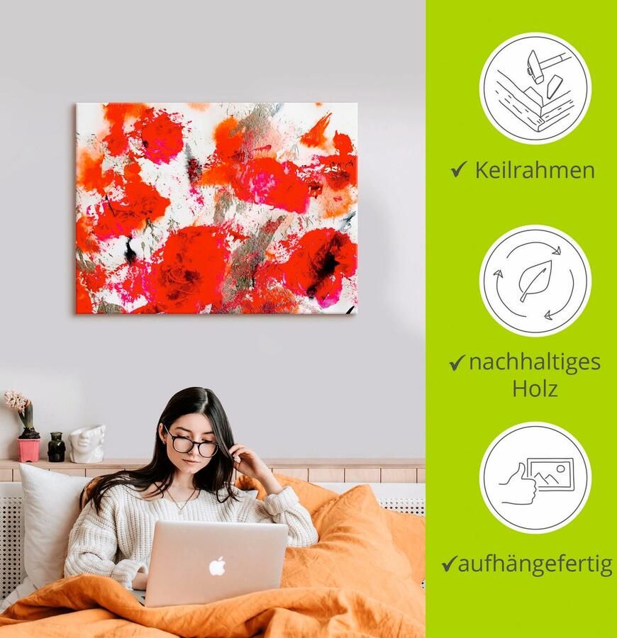 Artland Artprint op linnen Rozentuin abstract gespannen op een spieraam