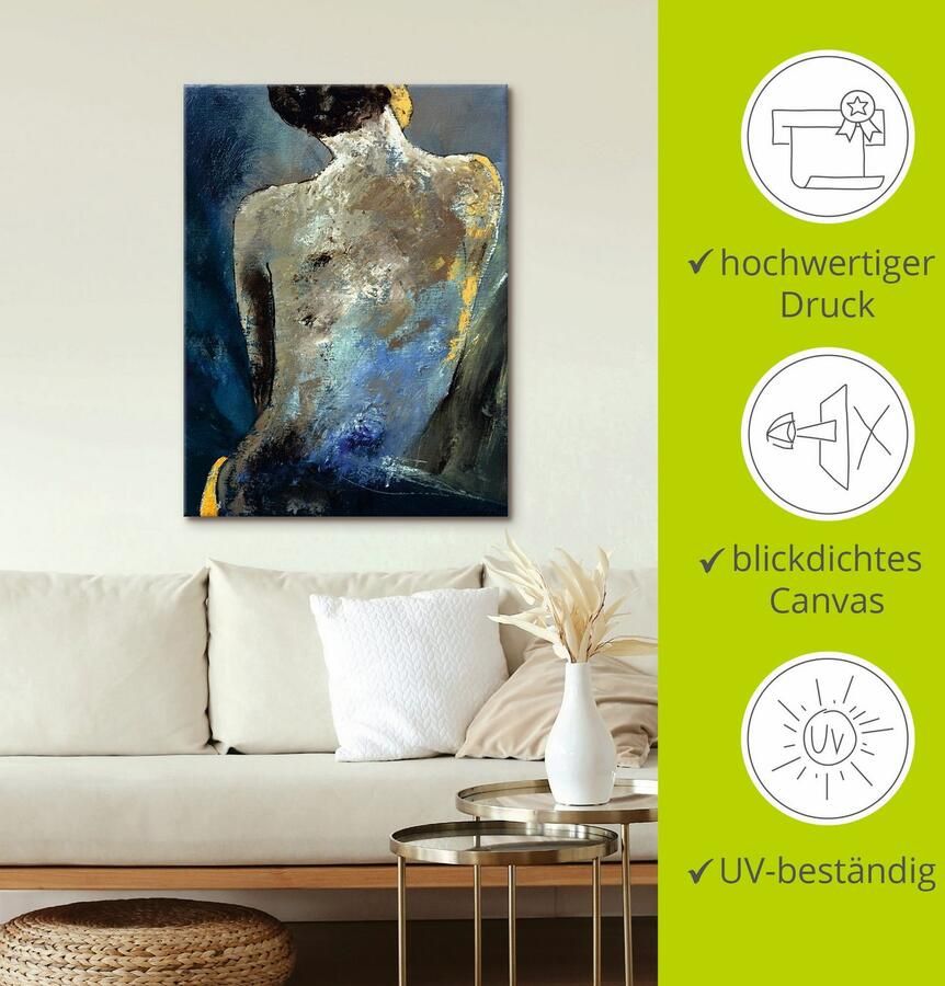 Artland Artprint op linnen Rug van een naakte gespannen op een spieraam - Foto 3