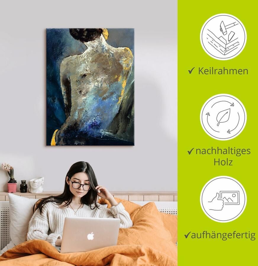 Artland Artprint op linnen Rug van een naakte gespannen op een spieraam - Foto 2