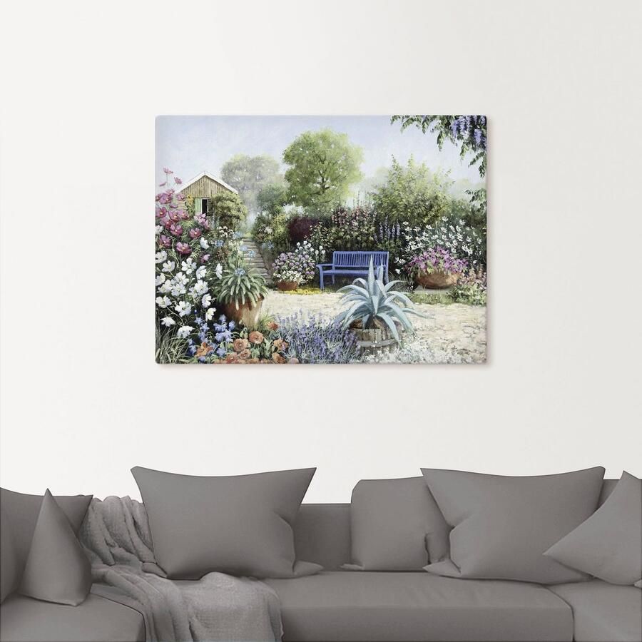Artland Artprint op linnen Rustige tuin gespannen op een spieraam