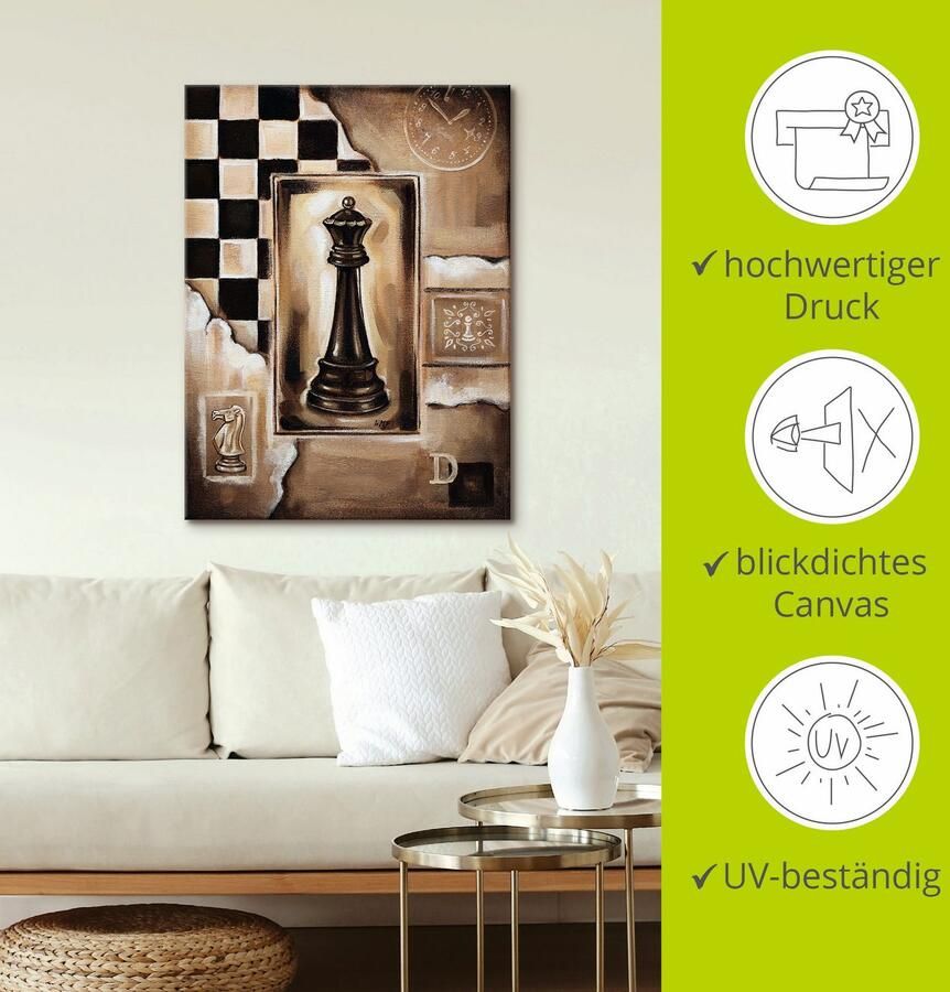Artland Artprint op linnen Schaken koningin gespannen op een spieraam - Foto 3
