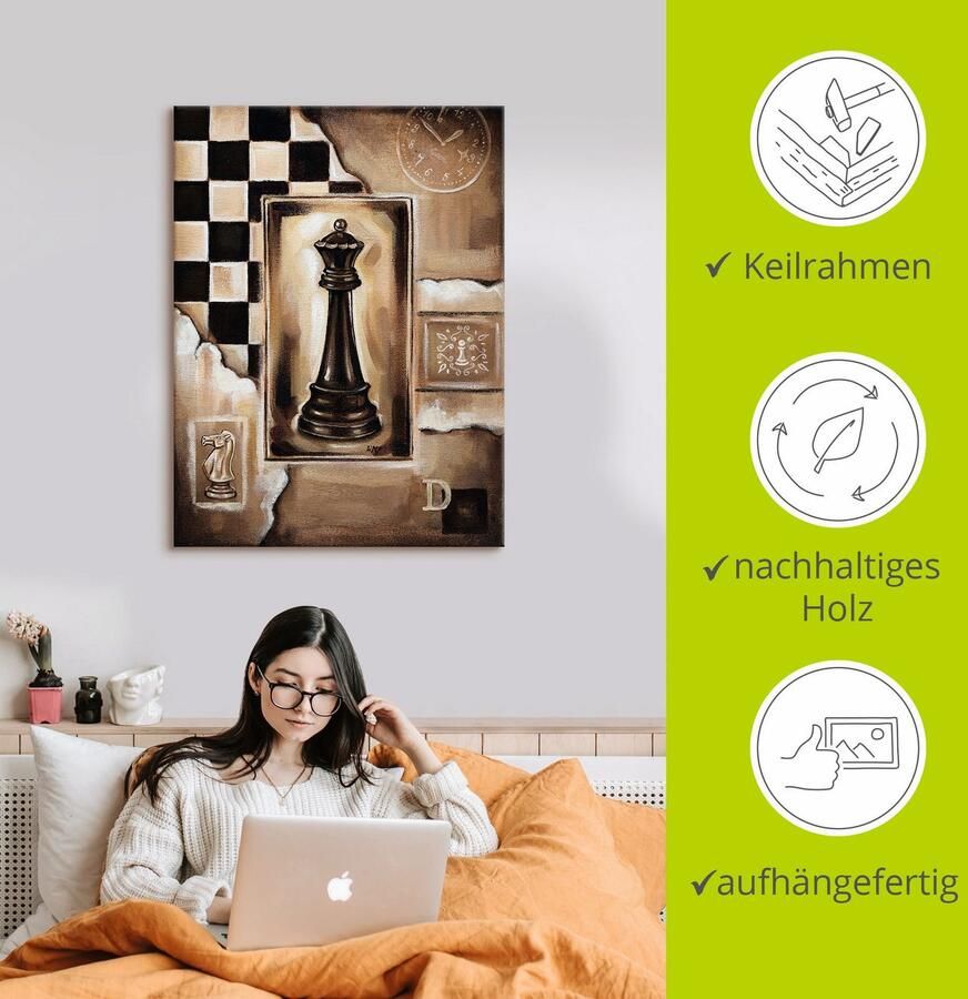 Artland Artprint op linnen Schaken koningin gespannen op een spieraam - Foto 2