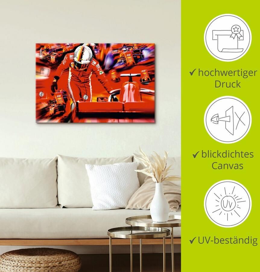 Artland Artprint op linnen Sebastian Vettel de Italiaanse jaren - Foto 3