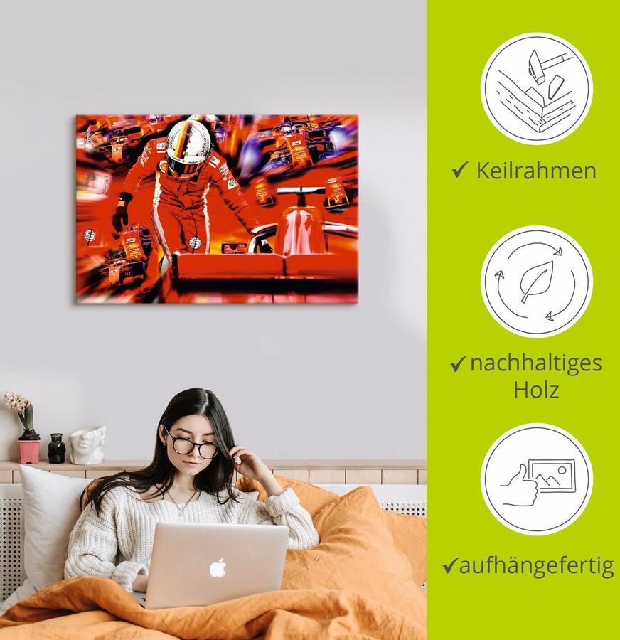 Artland Artprint op linnen Sebastian Vettel de Italiaanse jaren - Foto 2