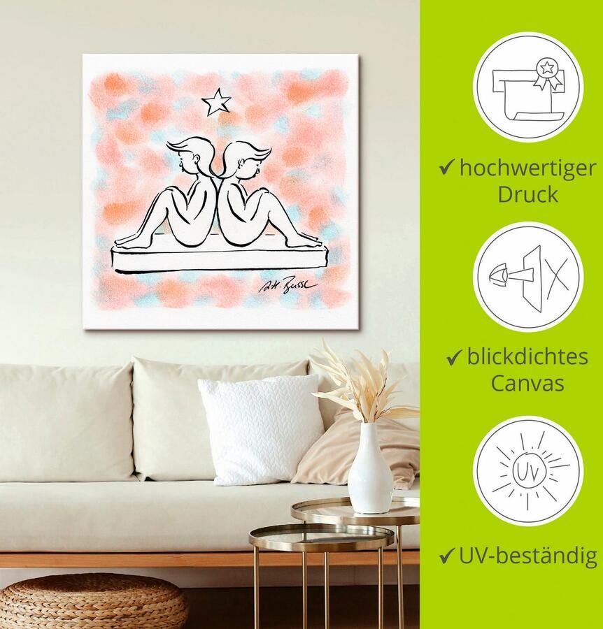 Artland Artprint op linnen Serie sterrenbeeld tweelingen - Foto 2