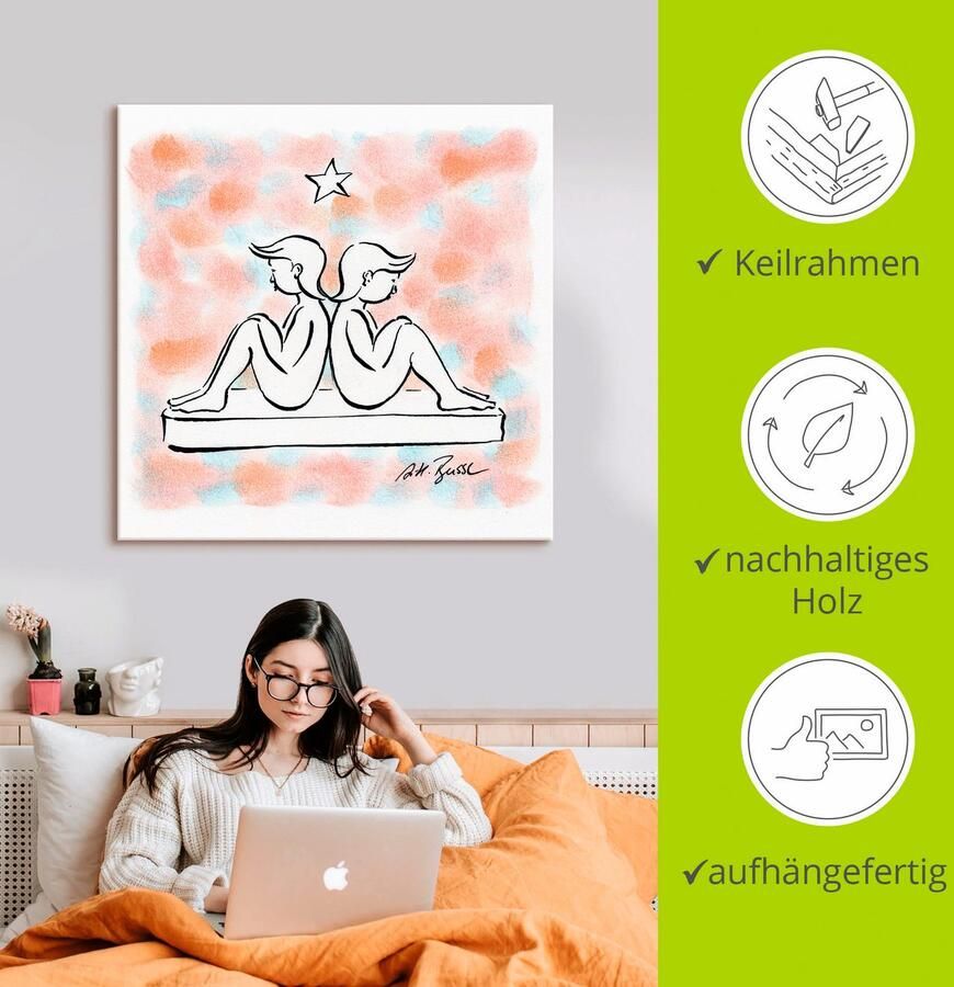 Artland Artprint op linnen Serie sterrenbeeld tweelingen