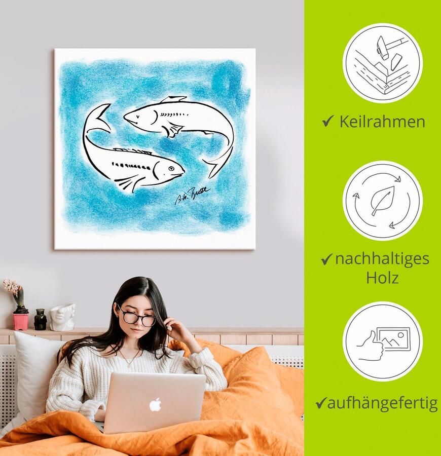 Artland Artprint op linnen Serie sterrenbeeld vissen