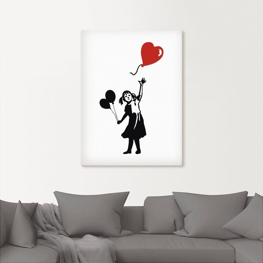 Artland Artprint op linnen Silhouet meisje ballon hart - Foto 6