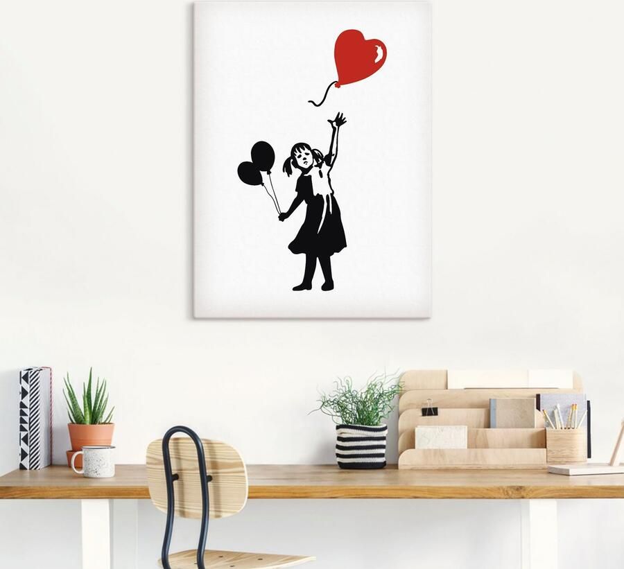 Artland Artprint op linnen Silhouet meisje ballon hart - Foto 3