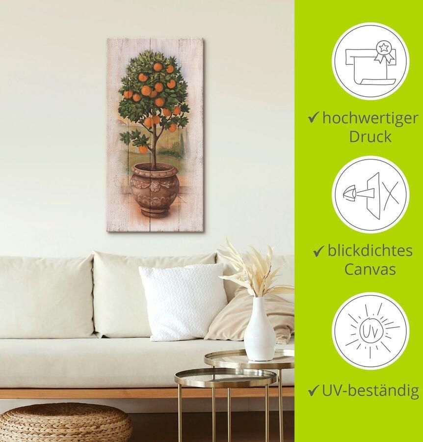 Artland Artprint op linnen Sinaasappelboompje met hout-look - Foto 3