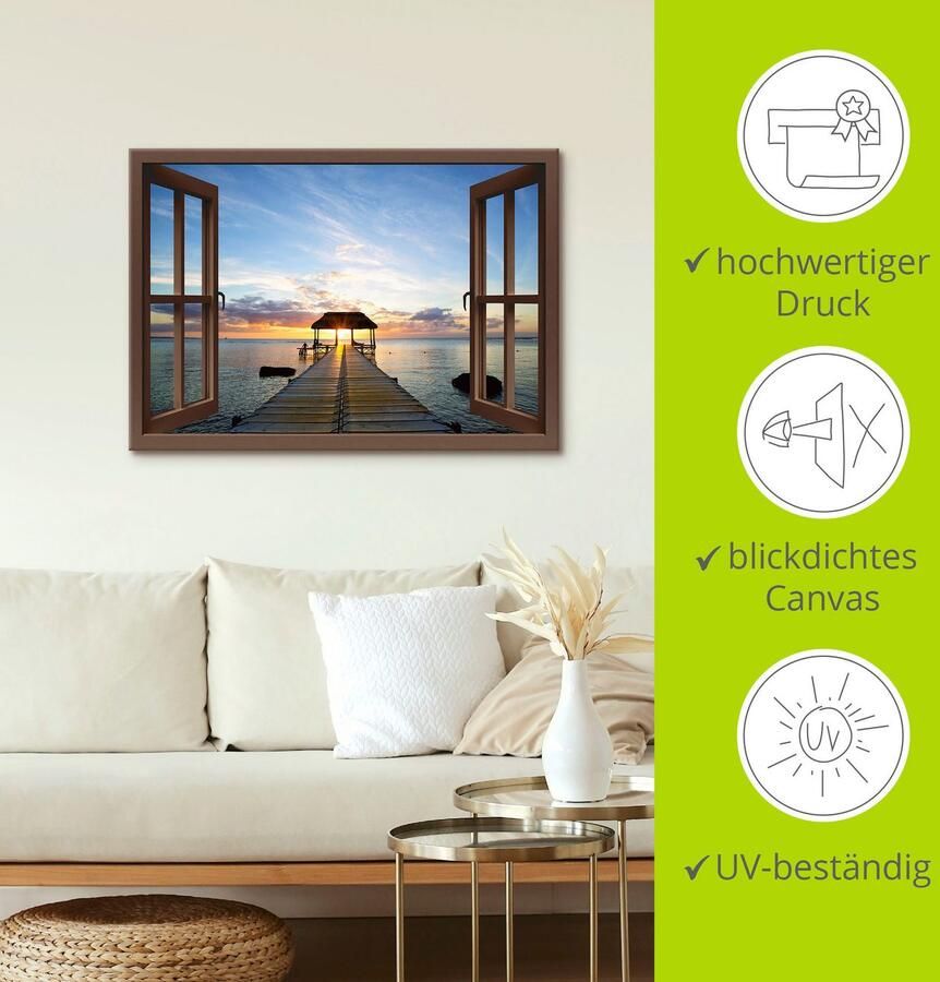 Artland Artprint op linnen Steg in tegenlicht bruine raam - Foto 4