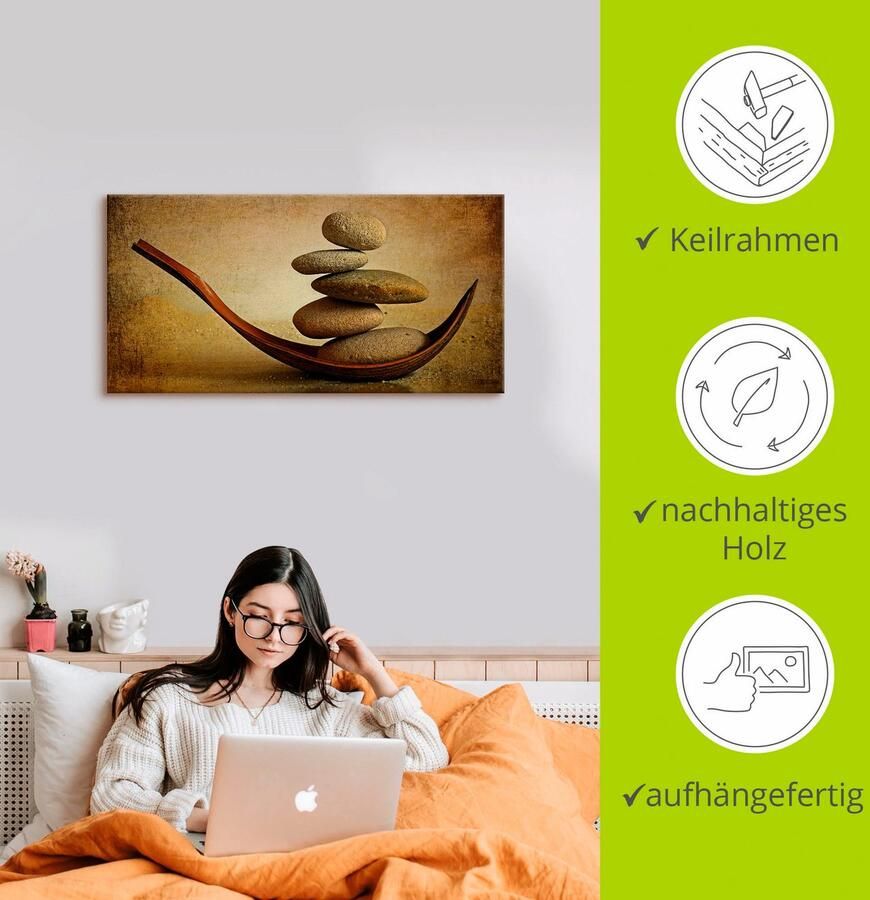 Artland Artprint op linnen Stenen bootje gespannen op een spieraam