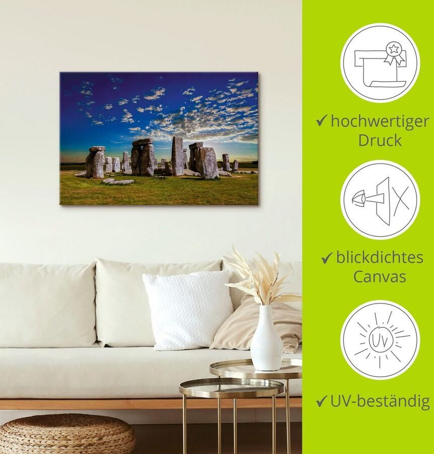 Artland Artprint op linnen Stenen in een cirkel uit de vroege steentijd - Foto 3