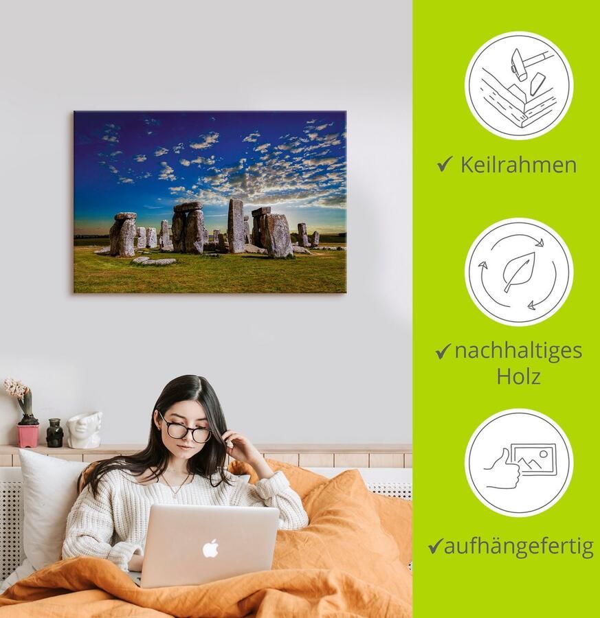 Artland Artprint op linnen Stenen in een cirkel uit de vroege steentijd - Foto 2