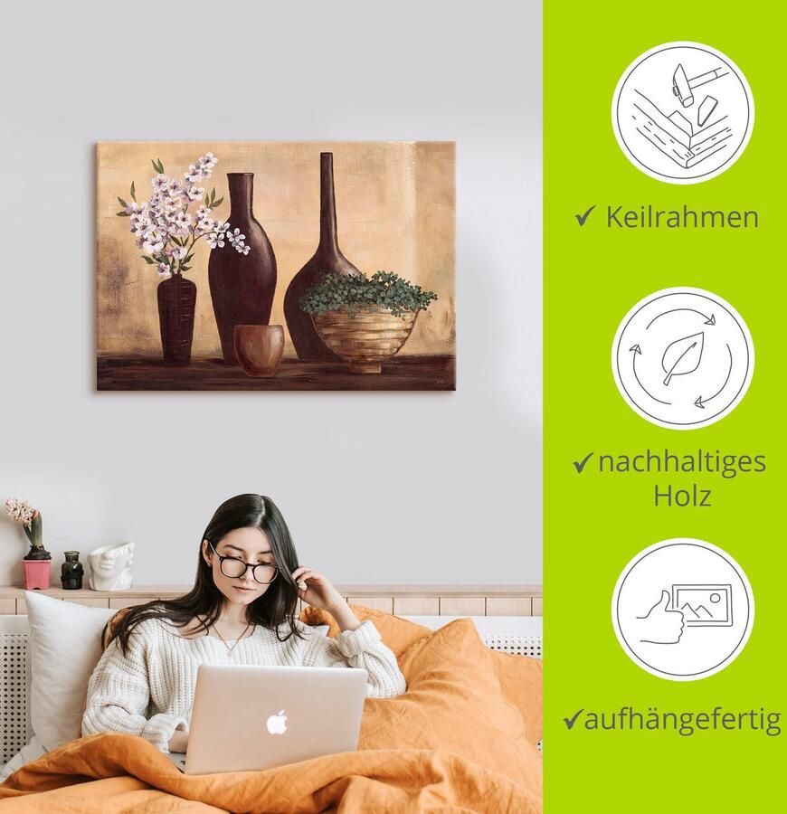 Artland Artprint op linnen Stilleven in beige II gespannen op een spieraam - Foto 3