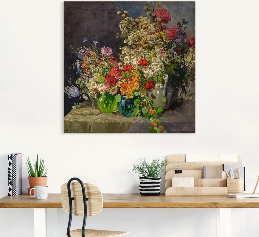 Artland Artprint op linnen Stilleven met weidebloemen in kruiken. - Foto 4