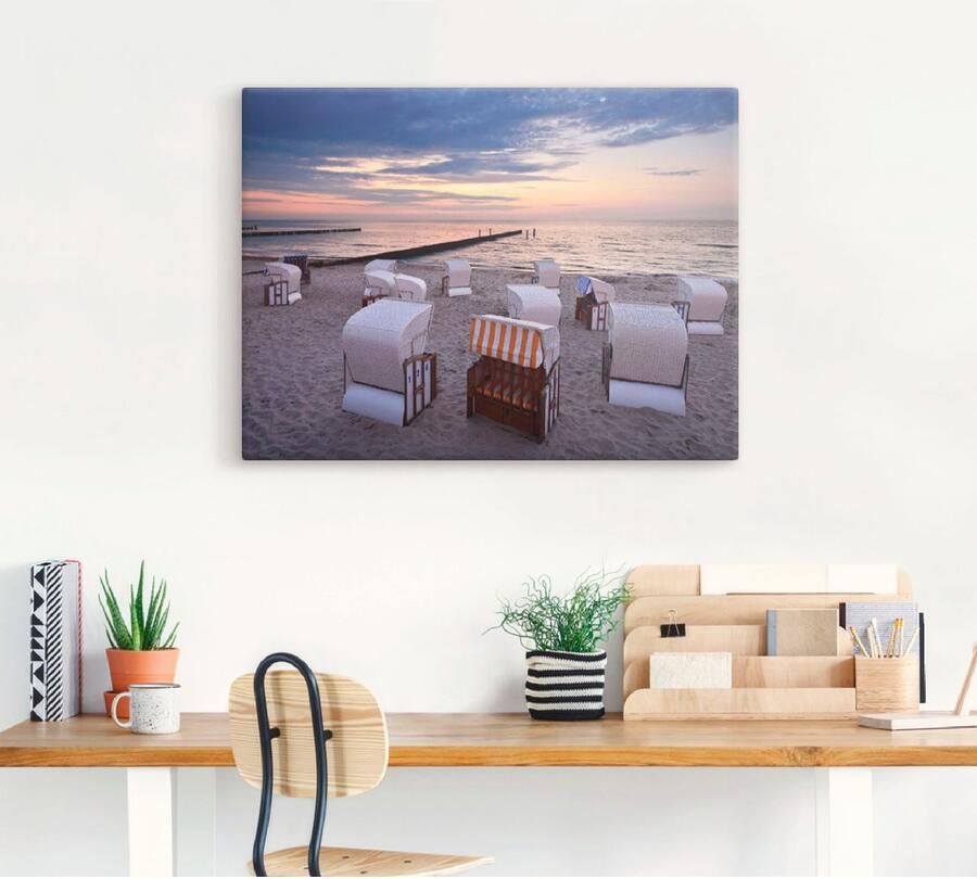 Artland Artprint op linnen Strandstoelen aan de Oostzee - Foto 4