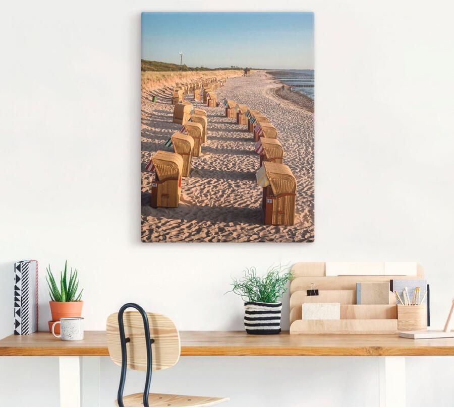 Artland Artprint op linnen Strandstoelen Oostzeekust in Wustrow - Foto 3