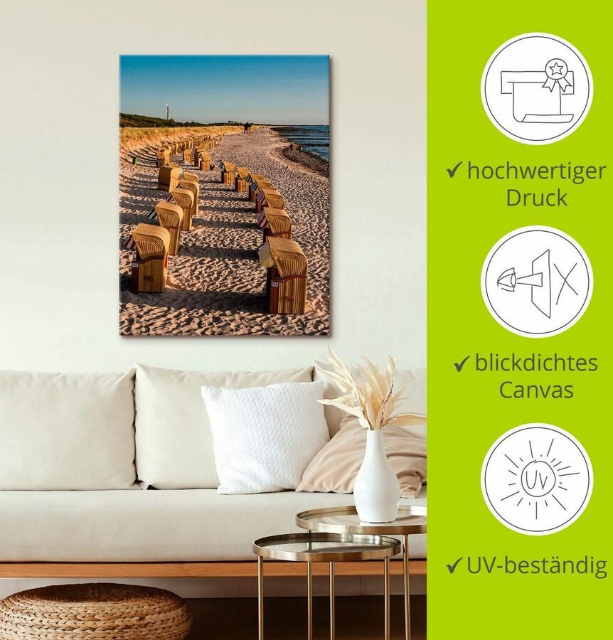 Artland Artprint op linnen Strandstoelen Oostzeekust in Wustrow - Foto 2
