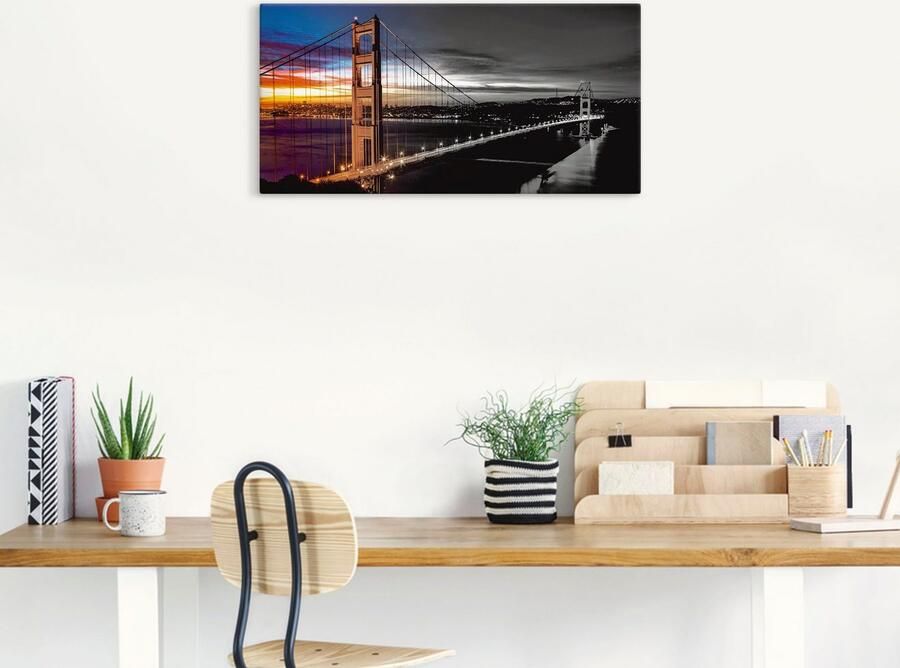 Artland Artprint op linnen The Golden Gate Bridge gespannen op een spieraam - Foto 6