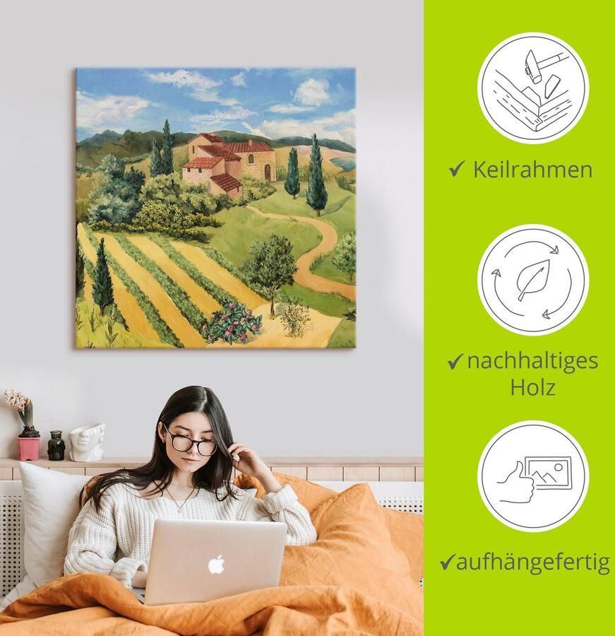 Artland Artprint op linnen Toscaans landschap II gespannen op een spieraam - Foto 2