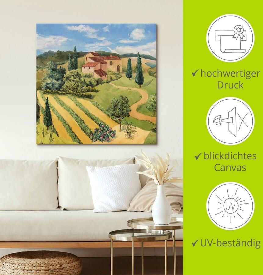 Artland Artprint op linnen Toscaans landschap II gespannen op een spieraam - Foto 3