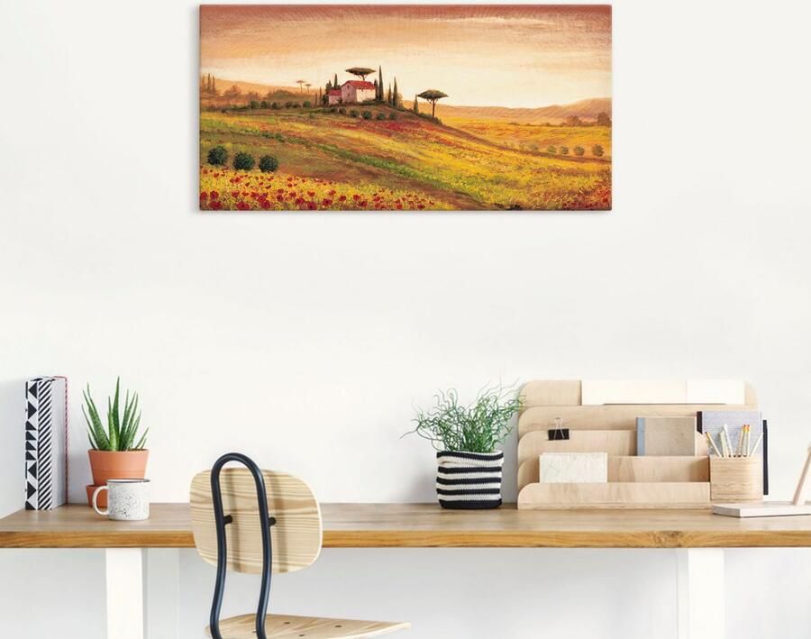 Artland Artprint op linnen Toscaans landschap met klaprozen - Foto 6