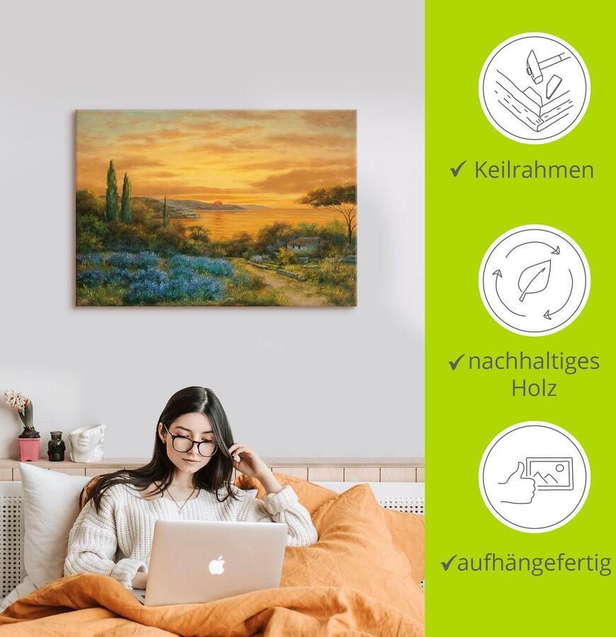 Artland Artprint op linnen Toscaanse baai gespannen op een spieraam - Foto 3