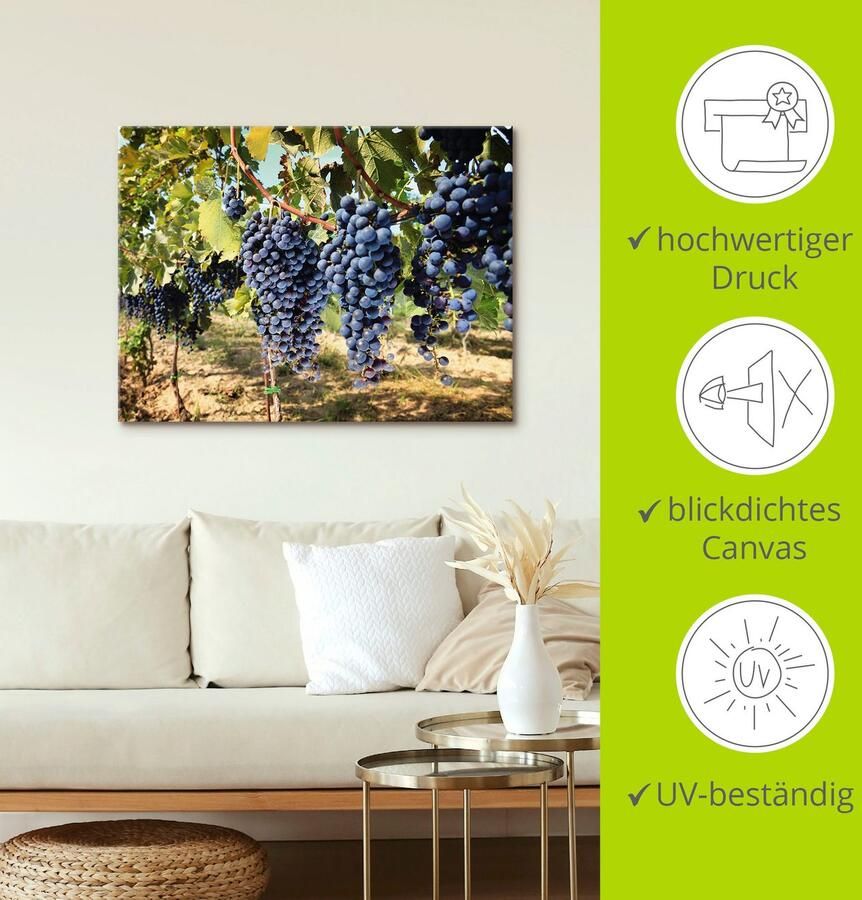 Artland Artprint op linnen Toscaanse wijndruiven gespannen op een spieraam - Foto 3