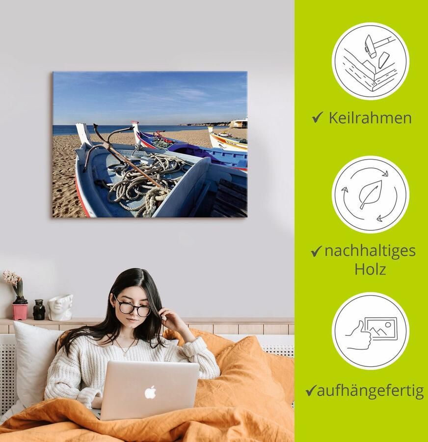 Artland Artprint op linnen Traditionele vissersboten