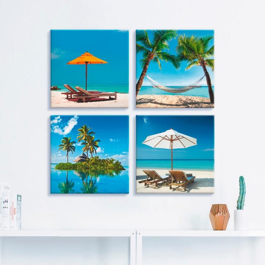 Artland Artprint op linnen Tropisch paradijs set van 4 verschillende maten (4-delig)
