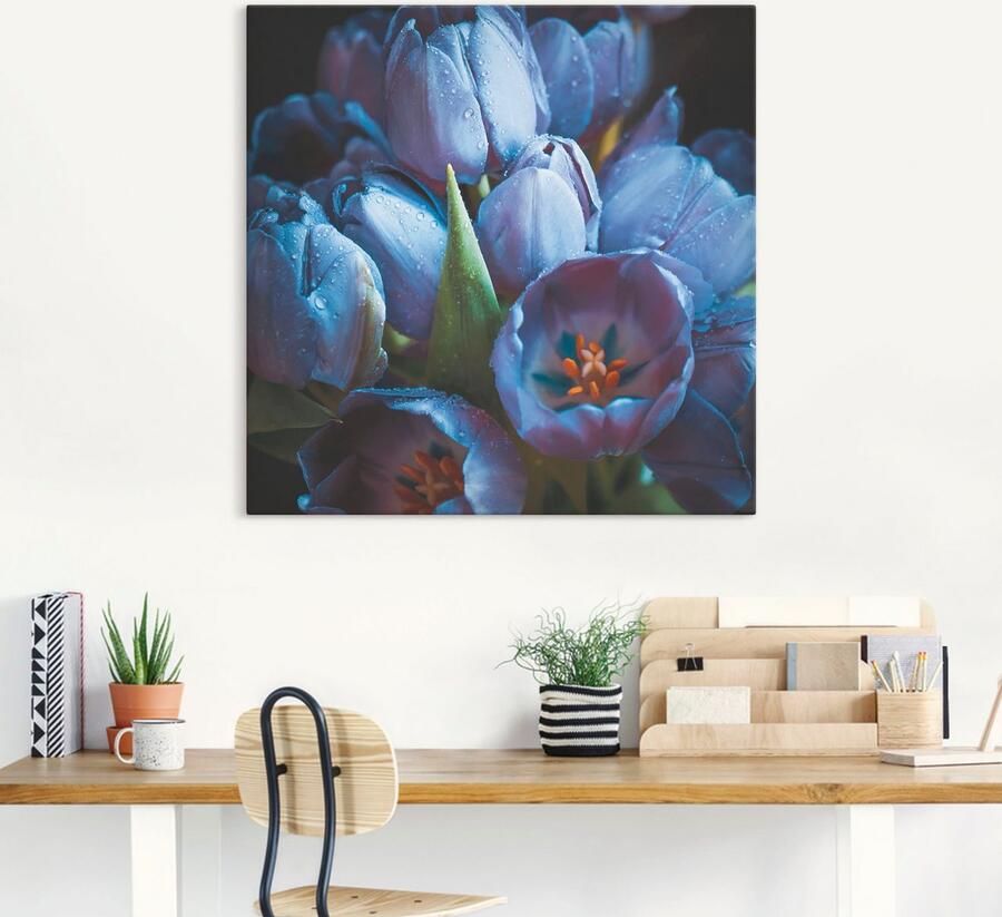Artland Artprint op linnen Tulpen blauw gespannen op een spieraam - Foto 4