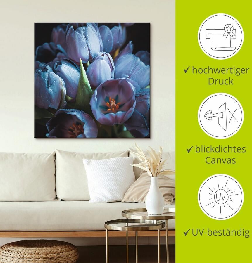 Artland Artprint op linnen Tulpen blauw gespannen op een spieraam - Foto 3