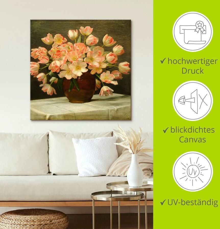 Artland Artprint op linnen Tulpen in een vaas. 1915 gespannen op een spieraam - Foto 2