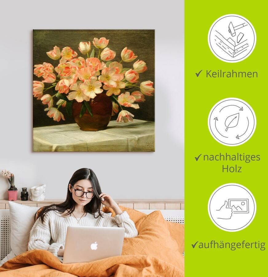 Artland Artprint op linnen Tulpen in een vaas. 1915 gespannen op een spieraam