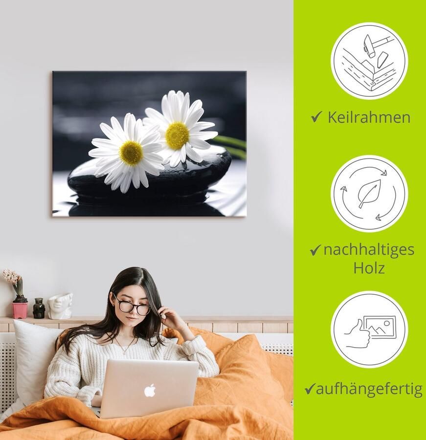 Artland Artprint op linnen Twee gerbera's op een zensteen - Foto 2