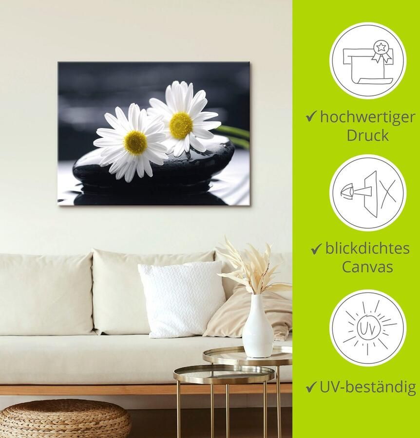 Artland Artprint op linnen Twee gerbera's op een zensteen - Foto 3