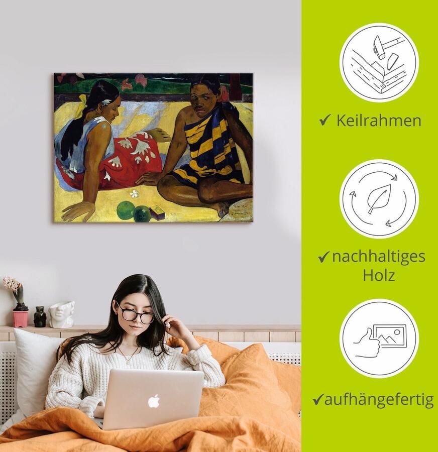 Artland Artprint op linnen Twee vrouwen op Tahiti 1892