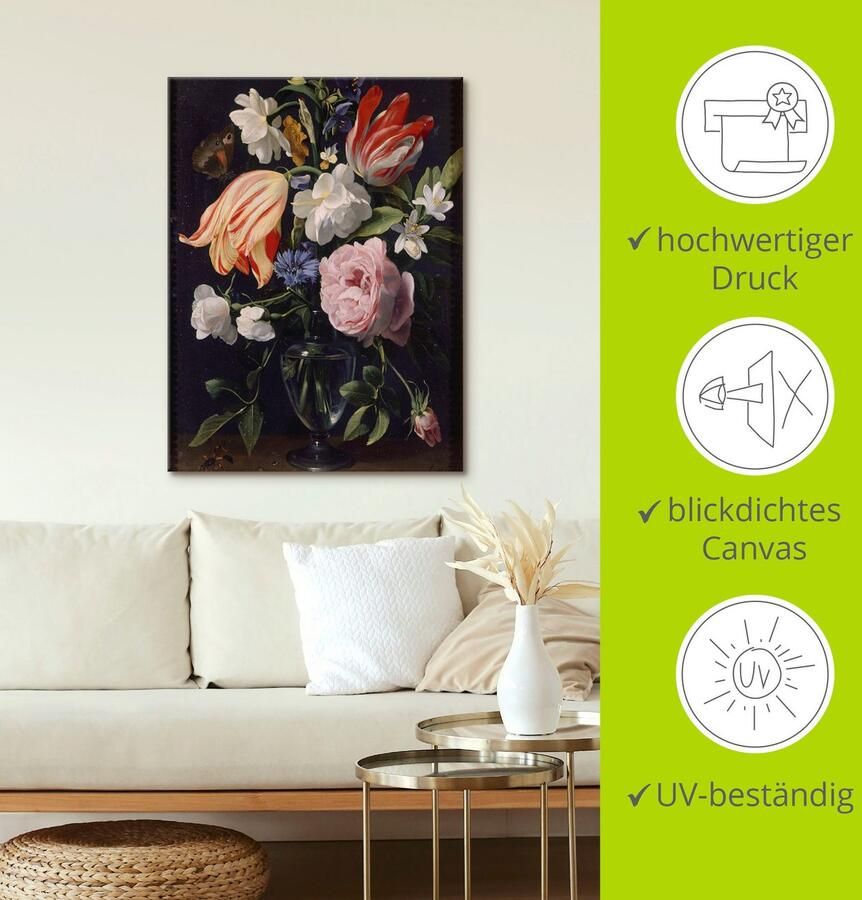 Artland Artprint op linnen Vaas met bloemen. 1637 gespannen op een spieraam - Foto 2