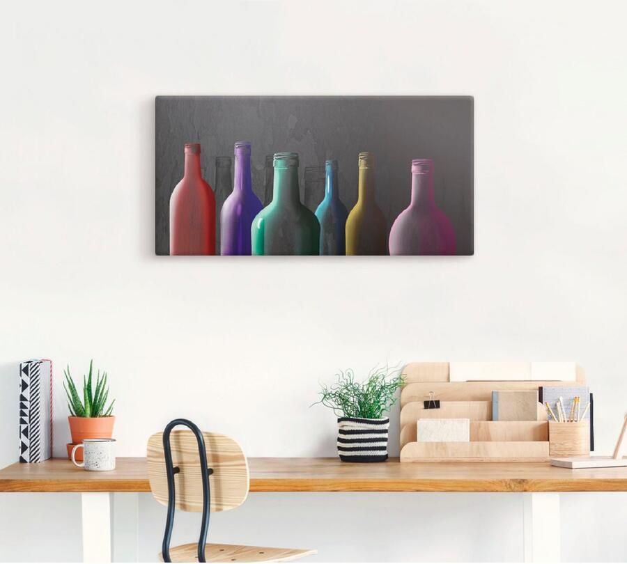 Artland Artprint op linnen Veelkleurige glazen flessen - Foto 5