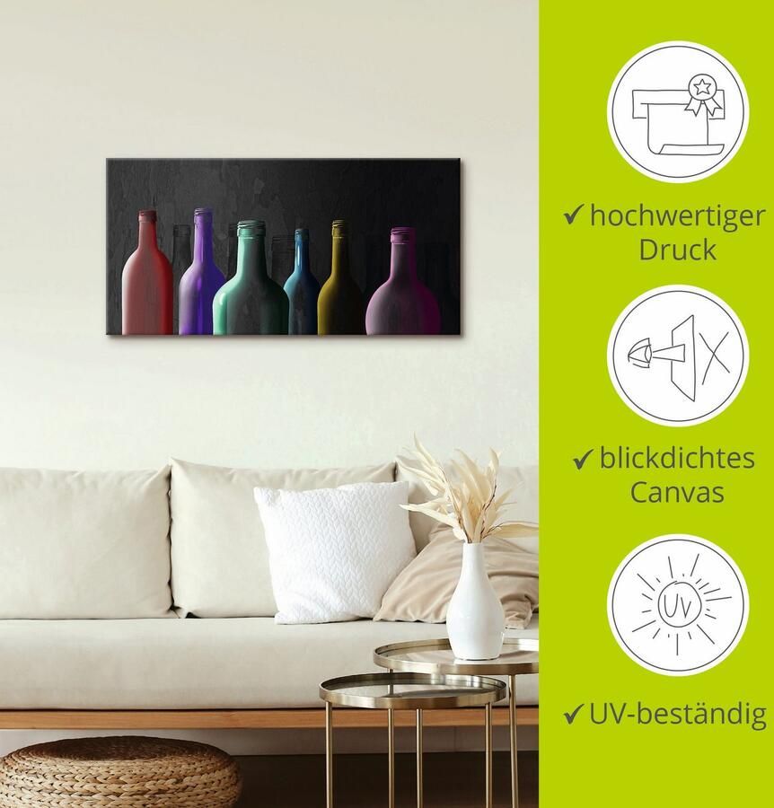 Artland Artprint op linnen Veelkleurige glazen flessen - Foto 3