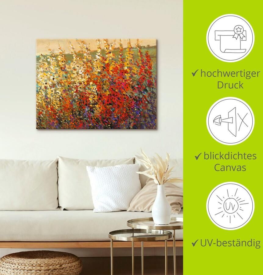 Artland Artprint op linnen Veld met herfstbloemen I gespannen op een spieraam - Foto 2