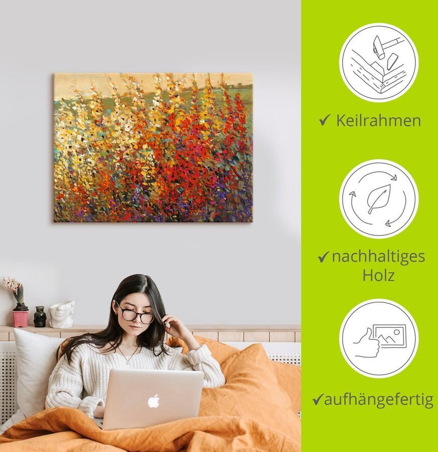 Artland Artprint op linnen Veld met herfstbloemen I gespannen op een spieraam