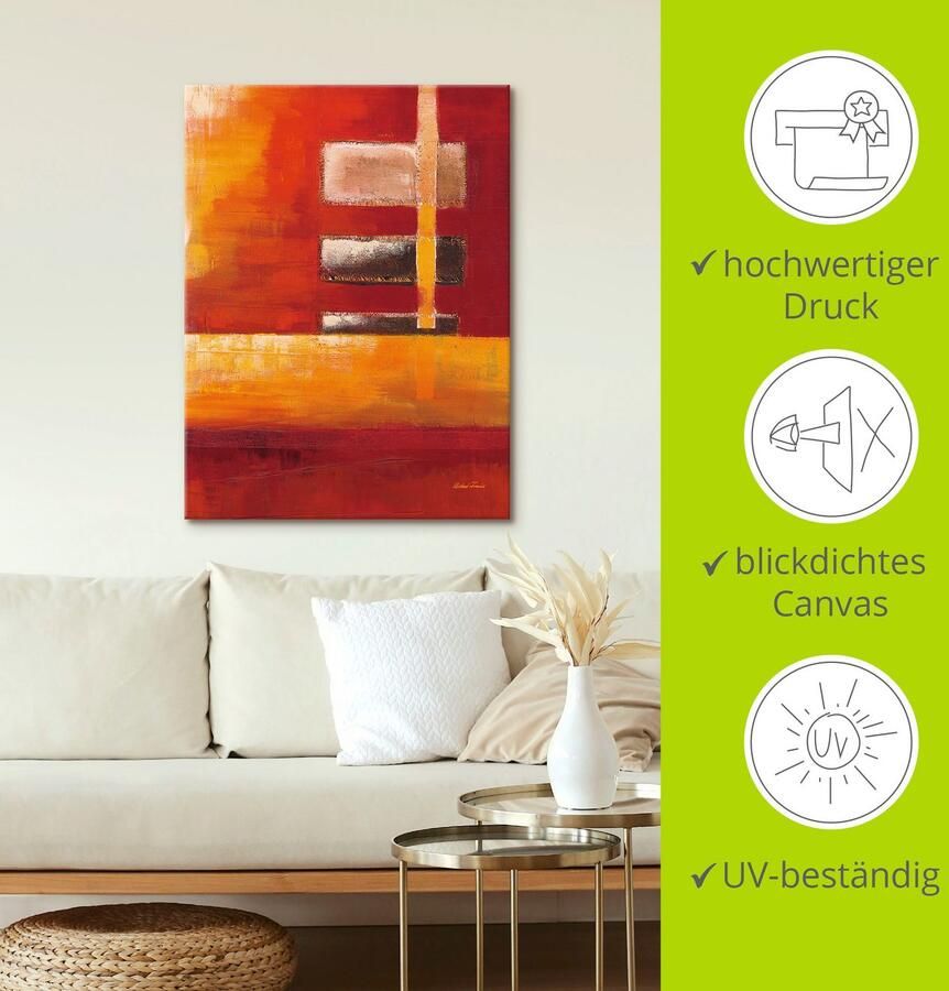 Artland Artprint op linnen Velden II abstract gespannen op een spieraam - Foto 3