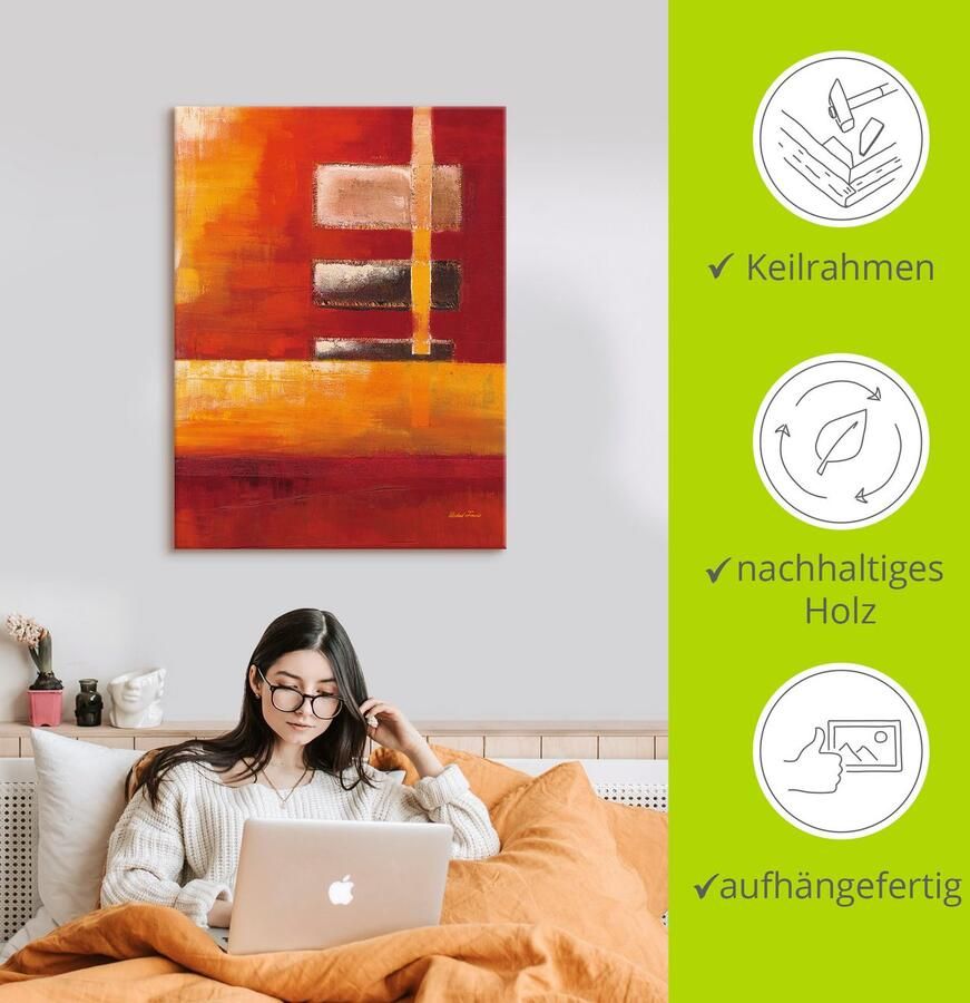 Artland Artprint op linnen Velden II abstract gespannen op een spieraam - Foto 2