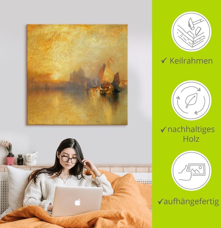 Artland Artprint op linnen Venetië bij zonsondergang.