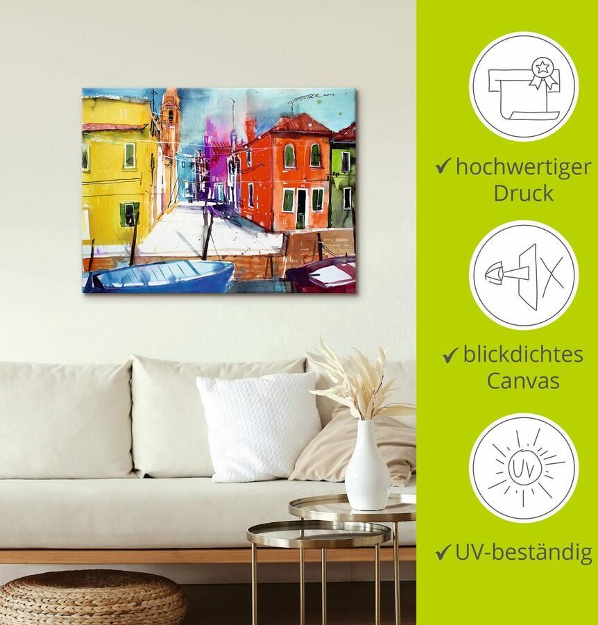 Artland Artprint op linnen Venetië Burano Fondamenta del Pizzo - Foto 2