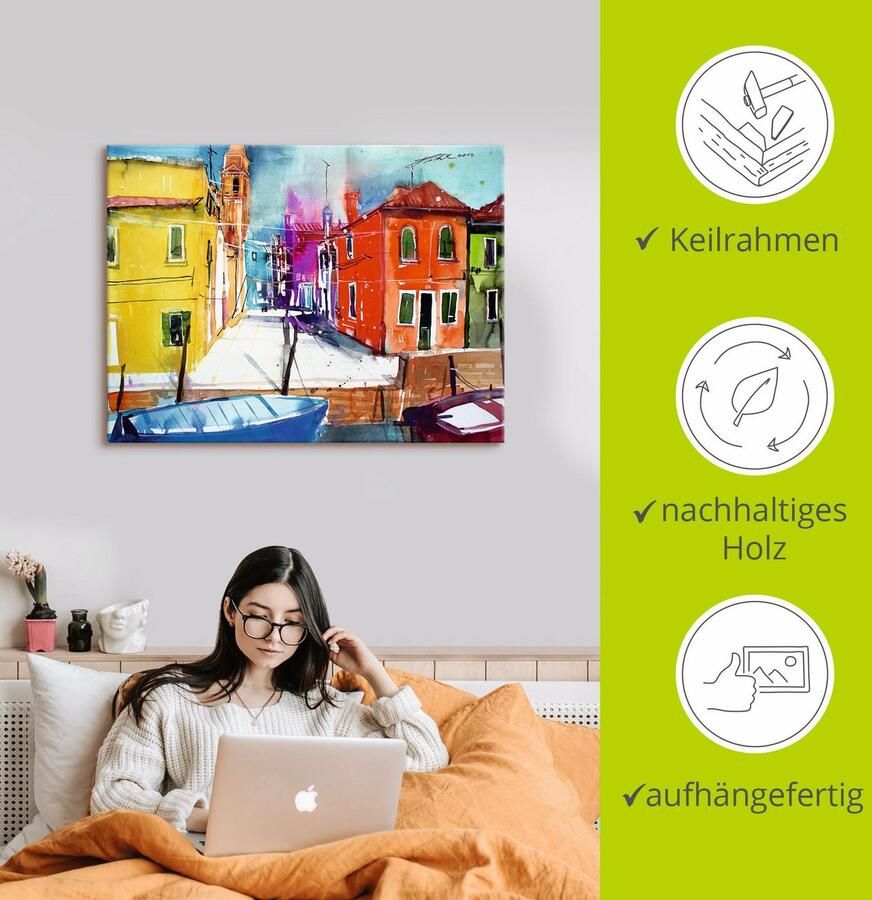 Artland Artprint op linnen Venetië Burano Fondamenta del Pizzo