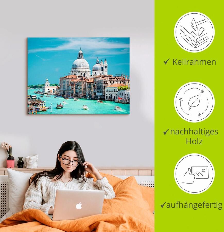 Artland Artprint op linnen Venetië gespannen op een spieraam