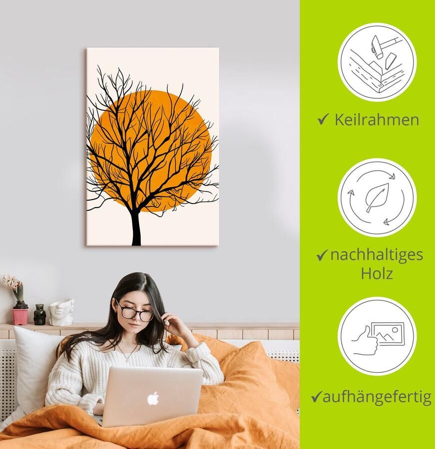 Artland Artprint op linnen Verborgen zon gespannen op een spieraam - Foto 2